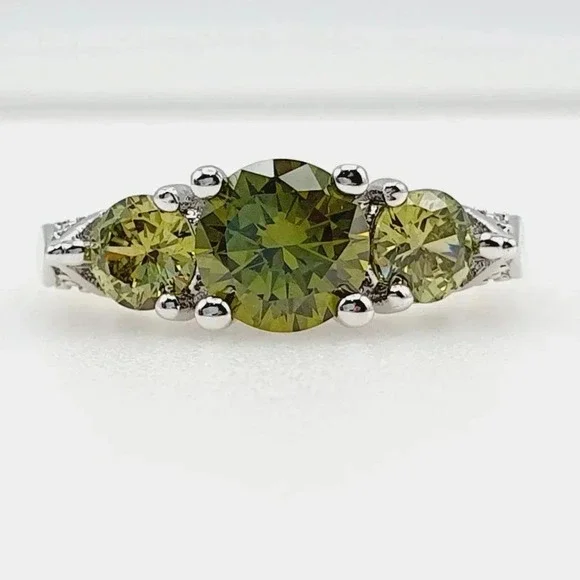 Retro Stylish 925 Silver 3A Green CZ Ring for Women, FB16FA1026 - Picture 2 of 2